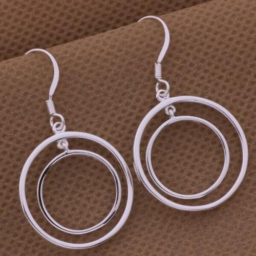 AE472 Hot sterling earrings , fashion jewelry , Two bright rings /cmlaldsa awnajnua silver color