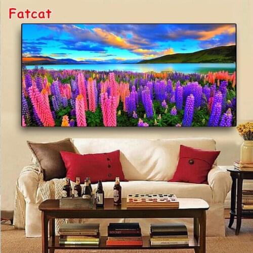 Diamond Painting Lavender Lake Sunset Landscape Embroidery Full Square /Round Drill 5D DIY Rhinestone Kit Home Decor Gift PP2687