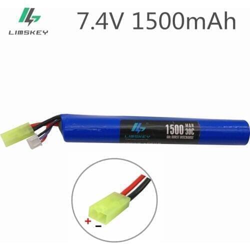 Limskey Power gub battery 2S 18650 Airsoft Battery 7.4V 1500MAH 30C AKKU Mini Airsoft toys Gun Battery model parts