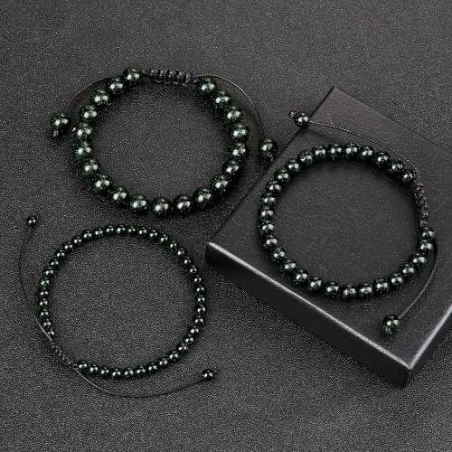 4mm 6mm 8mm Adjustable Natural Stone Bracelet Shiny Green Sandstone Beaded Bracelets for Women Men Buddhist Bangles Yoga Jewelry