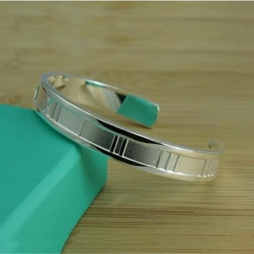925 Silver Lucky Roman Numbers Bracelets Bangles For Women Men Fashion Jewelry Birthday Present