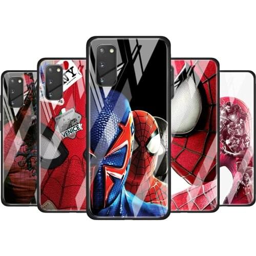 Cool Spider Man Tempered Glass Cover For Samsung Galaxy S20 S10 S9 S8 S10E FE Ultra Plus Lite 5G Phone Case