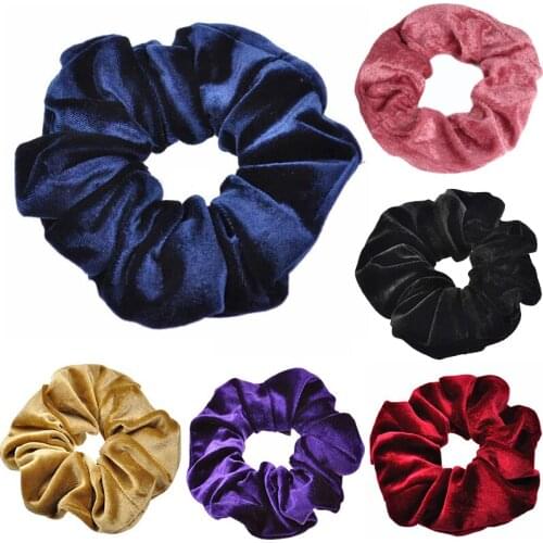 Kids Girl Solid Elastic Velvet Hair Scrunchies Hair Ties Baby Girls Hair Accessories Ponytail Holder Children Hair Rubber Bands