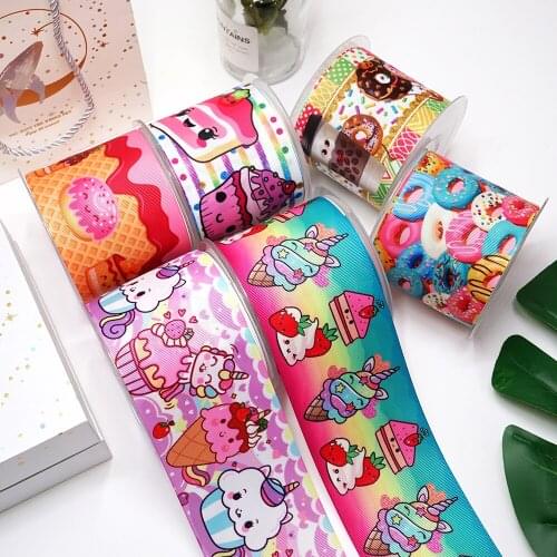 DIY Cartoon Dessert Printed Grosgrain Ribbon For Craft Supplies Sewing Accessories 5 Yards. 34327