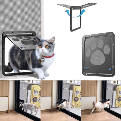 Cat Flap Door Lockable Puppy Safety Magnetic Flap Cat Screen Door Gate Exterior Doors Lockable Pet Door for Cat Dogs