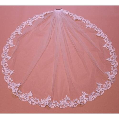 Beautiful Short Lace Wedding Veil 1M/100cm Bridal Veil with Comb White Ivory In Stock Veil for Bride Wedding Accessories