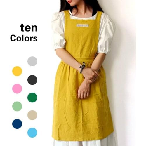 Cotton Apron Japanese Solid Color Simple Barista Art Painting Florist Work Clothes Fashion