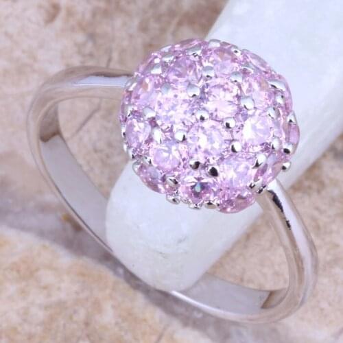 Unique Pink Cubic Zirconia Silver Plated Ring Size 4 / 5 / 6 / 7 / 8 / 9 R1544