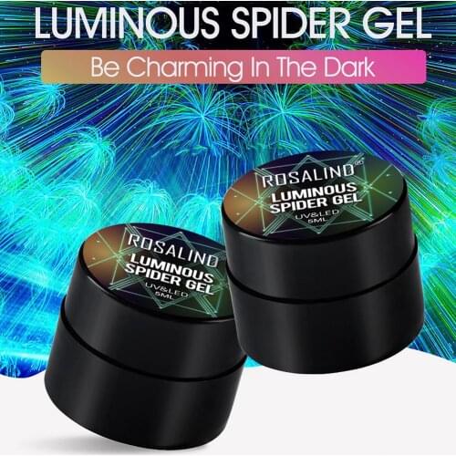 8Pcs Luminous Spider Nail Gel Polish Set Fluorescent Effect Nail Art Elastic Drawing Silk Spider Soak Off Gel Varnish