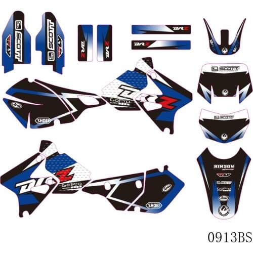 Full Graphics Decals Stickers Motorcycle Background Custom Number Name 3M For SUZUKI DRZ400 SM S E DRZ 400 SM S E 2000-2012
