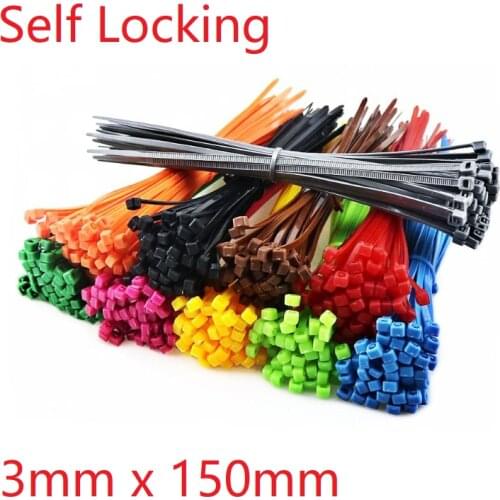 20pcs Self Locking Nylon Cable Ties 3 x 150mm Plastic Zip Tie Band Wire Binding Wrap Straps DIY Cable Fasten Organiser Colorful