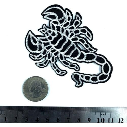 New Fine 1 Pcs Black Punk Stickers Poison scorpion Patches wholesale Iron On Applique Sew On Bag Coats Badges Accessories