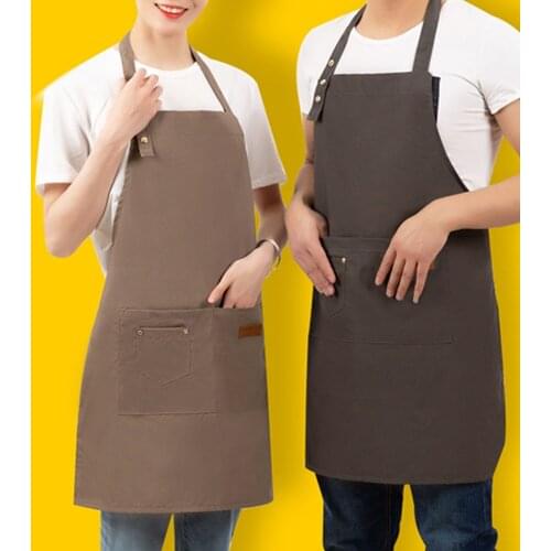 Solid Cooking Kitchen Apron For Woman Men Canvas Adjustable Work Baking Chef Waiter Cafe Shop BBQ Cover Hairdresser Aprons Bibs