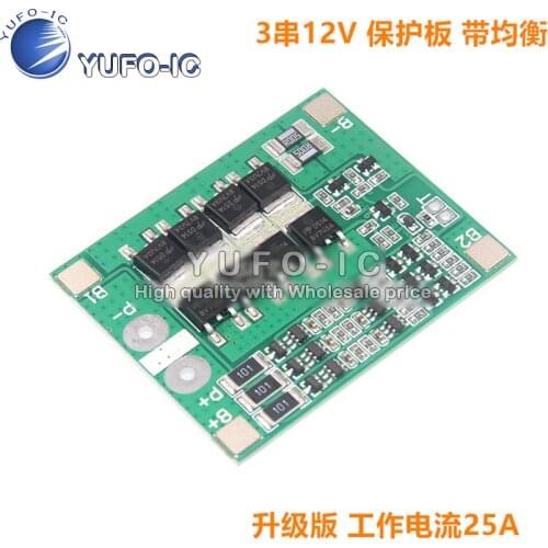 3S series 12V18650 Lithium battery Protection Board 11.1V 12.6V with balanced 25A over flow charge and drop protection