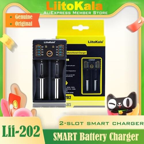 Genuine/Original Liitokala Lii-202 Smart Battery Charger,18650 1.2V 3.7V 3.2V AA / AAA 26650 10440 16340 25500 NiMH Lithium