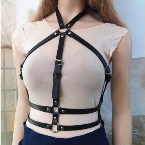 New Sexy Women Suspenders Black Harajuku Gothic Lingerie Adjustable Bondage Holographic Harness Waist Belts For Chest Women