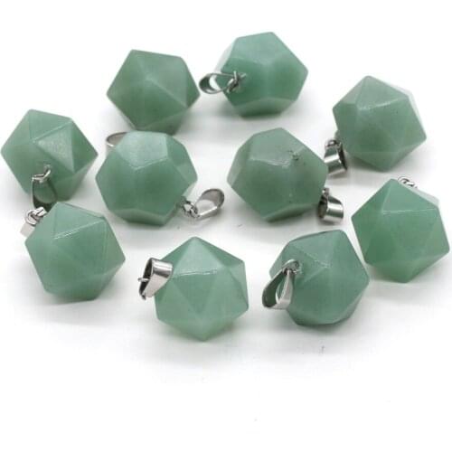 1pcs Natural Stone Polygon Shape Green Aventurine Charms Pendants for Jewelry Making DIY Necklace Bracelet Earrings Accessory