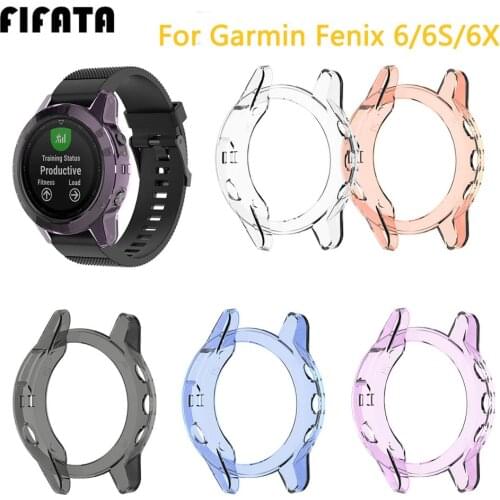 FIFATA TPU Transparent Silicone Protective Shell For Garmin Fenix 6 / 6S / 6X Smart Watch Case Cover Replacement Accessories