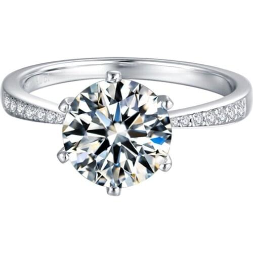 Luxury 100% 925 Sterling Silver Round Real 3 Carats D Color Moissanite Anniversary Rings For Women Elegant Party Fine Jewelry