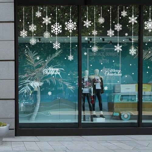 Christmas Snowflake Ornament Window Glass Snowflake Background Decoration Removable Wall Stickers House Decoration Wall Sticker