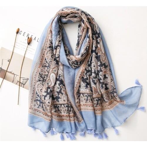 2021 Fashion Autumn Women Viscose Scarf Aztec Cashew Floral Tassel Hijab Shawls and Wraps Female Foulard Echarpe Muslim 180*90Cm