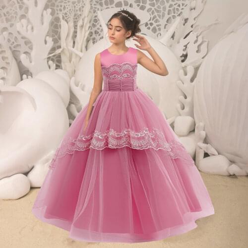 Flower Girls Dress Evening Bridesmaid Costume Kids Dresses For Girls Princess Dress Party Wedding Children Dress Clothes 8 12 Y