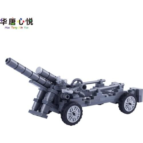 World War II Military Weapon Cannon Fire Arms Trade Guns Solider Educational Building Blocks Toys For Children Militaries Gifts