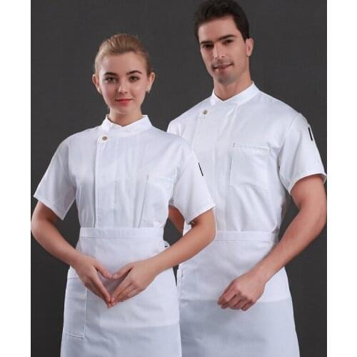 Women Men Short-sleeve Chef Service Breathable Work Wear Chef Jacket Catering Restaurant Baking Uniform Cooking Clothes