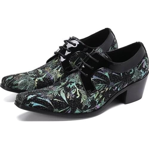 Zapatos mens shoes high heels floral genuine leather men wedding shoes elegant italian mens oxford dress lace up male footwear