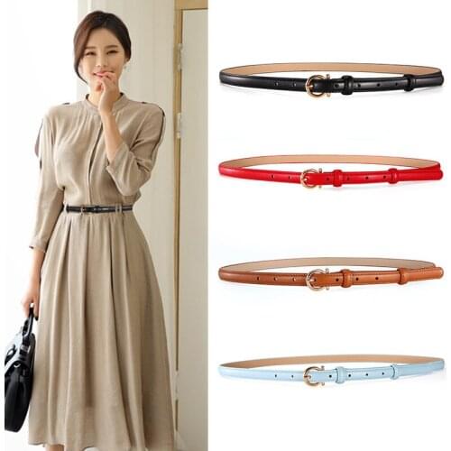 2019 Designer Dress Belt Skinny Narrow Female Belt Fashion Women Belts Genuine Leather Waist Strap Good Quality Alloy Pin Buckle