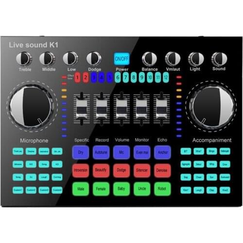 K1 Sound Card Internet Celebrity Live Broadcast Special Equipment Set Microphone K Song Mobile Computer Universal Sound Card Aud