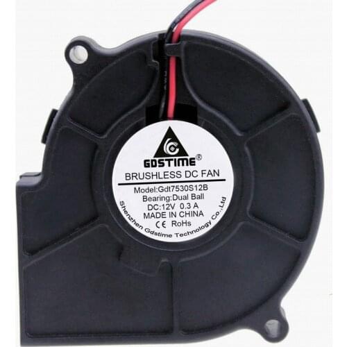 1PCS Gdstime 12V 75x30mm 75mm x 30mm DC Dual Ball Bearing Brushless Cooling Exhaust Blower Cooler Fan