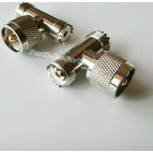 1Piece UHF Male PL-259 To 2 SO239 SO-239 Female T RF Splitter Connector Adapter 3 WAY