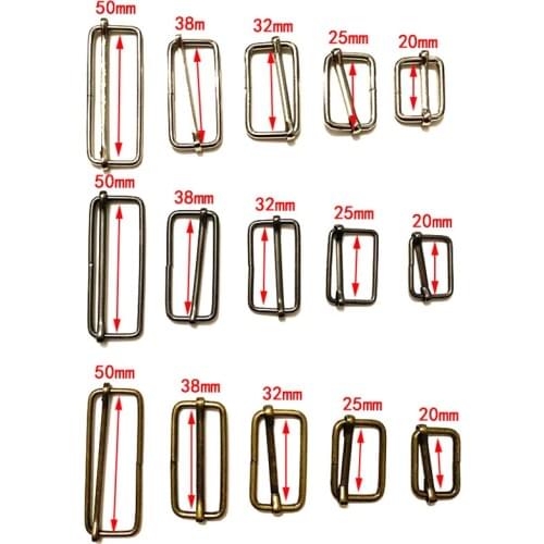 10pcs/lot 20mm/25mm/32mm/38mm/50mm Metal Slider Tri Glide Adjustable Buckle For Backpacks Straps shoes Bags DIY Accessorie