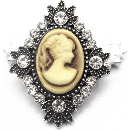 10pcs/lot 2018 New Snap Jewelry Crystal Beauty Head 18mm Snap Button Fit Snap Bracelet Watches Women DIY Charms