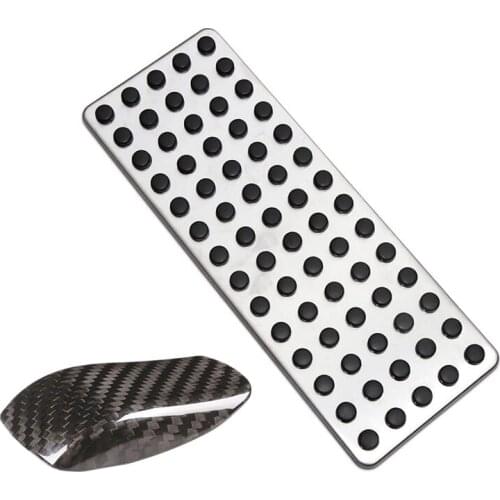 2 Pcs Car Accessories: 1 Pcs Carbon Fiber Key Shell Key Sleeve Cover & 1 Pcs Car Foot Pedal Rest Pedal Pad