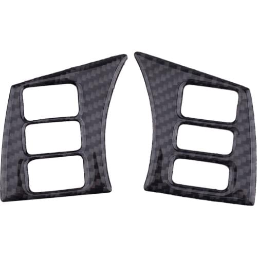 2Pcs Car Front Carbon Fiber Inner Steering Wheel Button Cover Trim Moulding Fit for Nissan 350Z 2006 2007 2008 2009