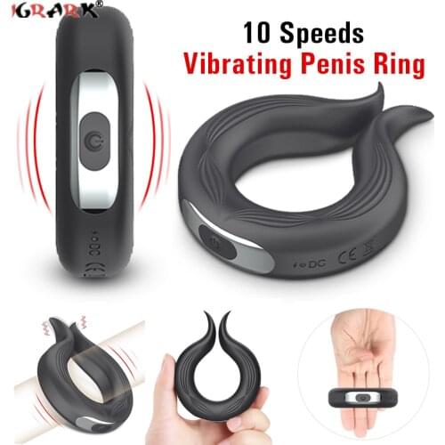 2021 Vibrating Penis Ring Vibrators Cock Cage Sex Toys For Men Adult G-Spot Clitoris Stimulator Male Dildo Strapon on Massager