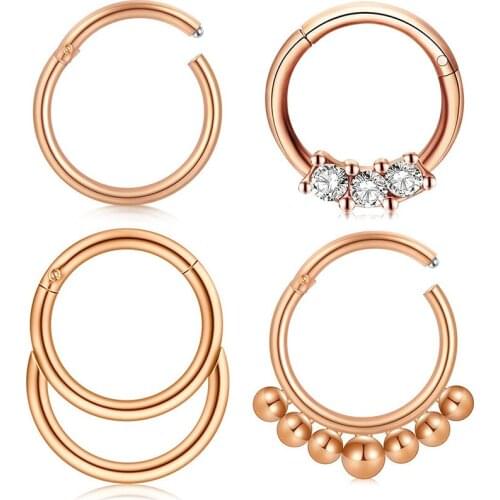 4PCS Septum Nose Rings Hoop 16G Surgical Steel Clicker Ring Cartilage Tragus Helix Earrings Hoop Ring Piercing Jewelry Diameter