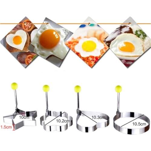 4Pcs/set Stainless Steel Omelette Egg Frying Mold Love Flower Round Star Molds Pancake Rings Cooking Tools Fried Egg Mold