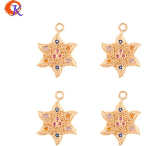 Cordial Design 50Pcs 13*18MM CZ Charms/Earring Connectors/Jewelry Accessories/Flower Shape/Hand Made/Earring Findings/DIY Making