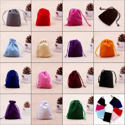 Stock 5000pcs 7x9cm Drawable Velvet Bags Small Jewelry gift bags Pouch Jewelry Candy Wedding Christmas Party Favor Bags
