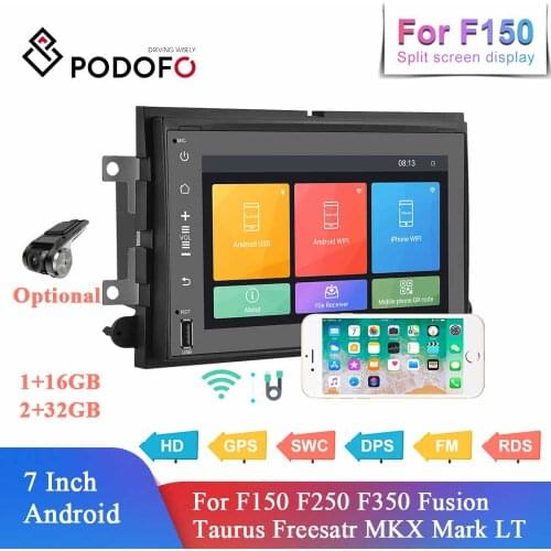 Podofo 2Din Android Car Radio Audio Stereo GPS Multimedia Player For Ford F150 F250 F350 Fusion Taurus Freesatr MKX Mark
