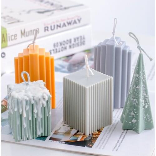 Iceberg Acrylic Candle Mold Supplies DIY Aromatherapy Cone Vertical Lines Cube Square Plastic Scented Candle Mold Handmade Tools