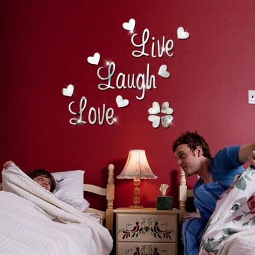 Butterfly English Words Mirror Wall Sticker Mirror Stickers for Bedroom and Living Room Wall Decoration Home Decal