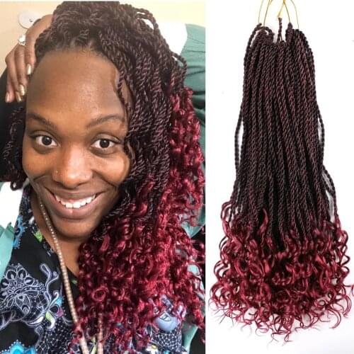 BellQueen Goddess Senegalese Twist Hair Curly Ends 18'Synthetic Crochet Braids Ombre Braiding Hair Extensions 30Strands/Pack