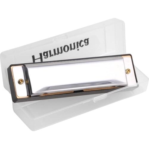 Blues Harmonica 10 Holes Key of C Musical Instrument Stainless Steel with Case