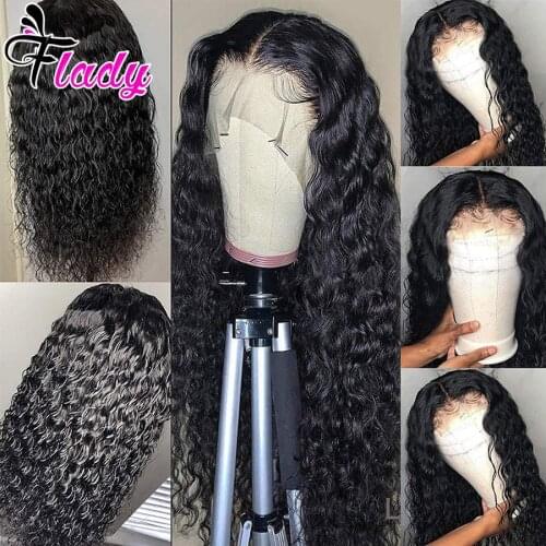 Brazilian Water Wave HD Transparent Lace Front Human Hair Wigs For Black Women PrePlucked 180% Remy Lace Frontal Human Hair Wig