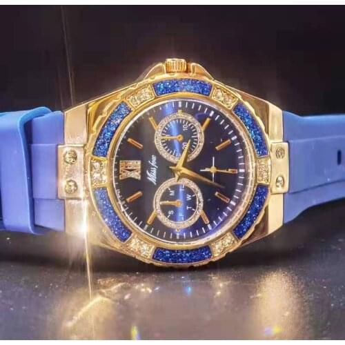 MISSFOX Blue Silicone Band watches woman Two Eyes Decoration Timer Fashion women Watch Quartz Sweet Party lady Relógio feminino
