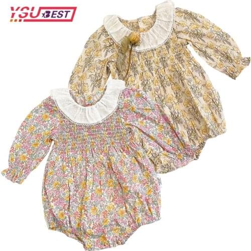 0-3Yrs Infant Baby Rompers Autumn Baby Girls Long Sleeve Floral Clothes Rompers Princess Cotton Spring Baby Girls Rompers Ruffle